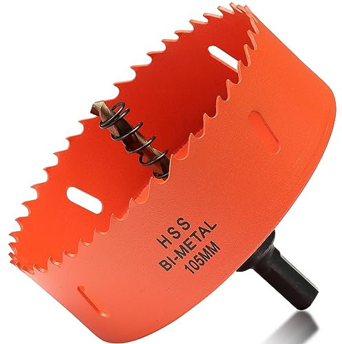Bi-Metall Lochsäge 105mm, Lochbohrer für Holz und Metall, Bi-Metall Rund Bohrkrone mit 35mm Schnitttiefe für Stahl, Gusseisen, Aluminium, Trockenbau, Sperrholz und Acryl