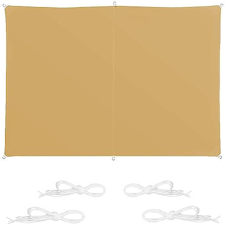 Tenda da Sole per Esterno 4 x 8 m Impermeabile Protezione UV Tenda a Vela Ombreggiante Rettangolare con Kit di Fissaggio per Giardino Esterno terrazza, Color Crema