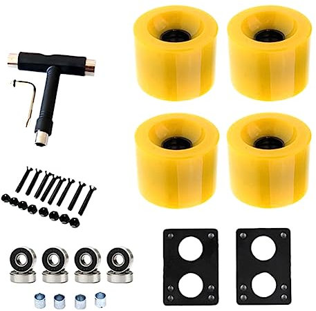 Trjgtas 80A Skateboard Rollen Ersatz mit Lager Longboard PU Räder Cruiser Wheels Street Upgrade Ersatz, Gelb
