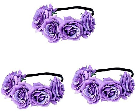 FOMIYES 3-teiliges Blumen-stirnband Haarkranz Blumen-haar-accessoire Eleganter Rosen-kopfschmuck Modisches Stirnband Für Frauen Und Mädchen Haarreifen Für Hochzeitsfeiern