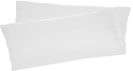 Juego de 2 Fundas Almohada, Funda Almohada 150x45cm, Protector de Almohada, 100% Microfibra, Cierre con Cremallera, Transpirable, Extra Suave, Blanco