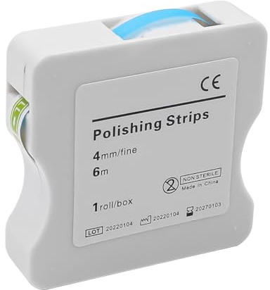 Alnicov Zahnschleifpapier, Zahnpolierstreifen, 4 mm Breite, 6 m/Rollen/Box, Zahnschleifpapier, Interdental-Schleifwerkzeuge zum Polieren von Zähnen