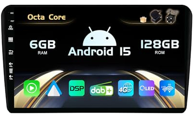 SXAUTO (Built-in 4G / DAB) Android 15-6G+128G Autoradio Per Audi A3 8P 8PA S3 RS3 (2003-2013) - Senza fili CarPlay/Android Auto - Camera + MIC - Fast-boot Volante 360-CAM HDMI - 2 Din IPS 9 Pollici