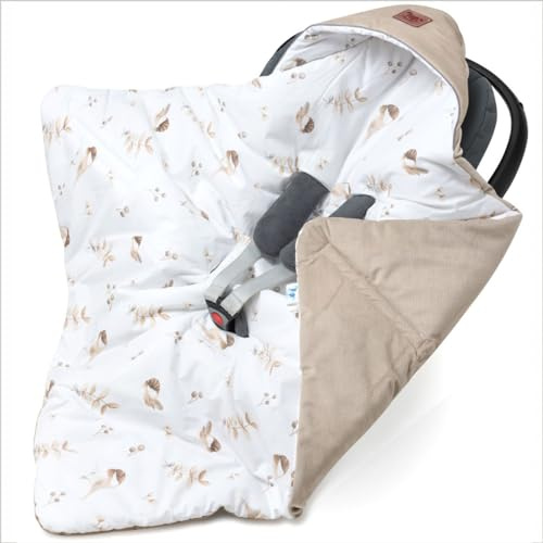 Pepi - Einschlagdecke Babyschale - 90x90 cm - Kinderwagen Decke - Babyschale Decke - Baumwolle Babydecke für Autositz - Babyeinschlagdecke (Pink Flowers Old Rosa)