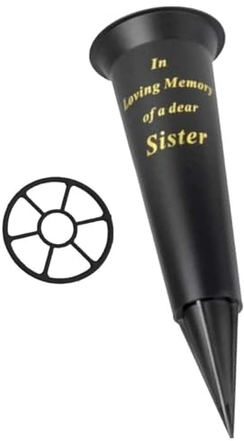Black In Loving Memory Sister Spiked Memorial Grave Flower Vase Graveside Memorial with flower holder insert