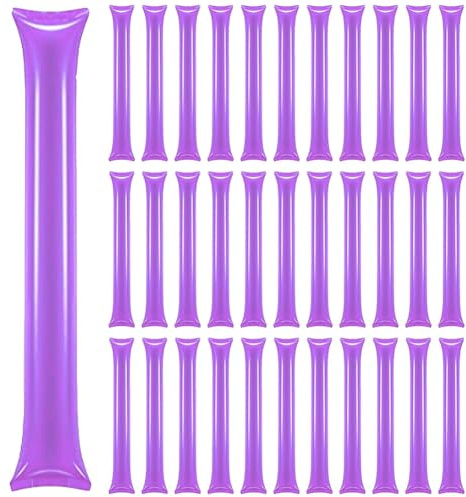 Lovecheer 50PCS Purple Thunder Sticks Noise Makers Inflatable Cheering Sticks for Sporting Events Party Team Spirit Adults