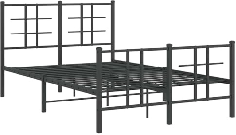 vidaXL Sängram med huvudgavel och fotgavel svart metall 120x190 cm, säng, metallsäng, metall sängram, sängar, metallsängar, metall sängramar, gästsäng
