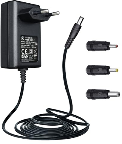 5V 2A 1,8M Netzteil mit 3 DC-Steckern, AC/DC 10W 2000mA 1500mA 1000mA 500mA Netzkabel für Babyphone, Router, Lautsprecher, TV-Box, Graco-Schaukel, Webcam, Tablet – CE-Zertifiziert
