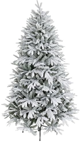 HOMCOM verschneiter Weihnachtsbaum 180cm mit 2531 Zweigen, hoher und schmaler künstlicher Weihnachtsbaum mit klappbarem Sockel, grün