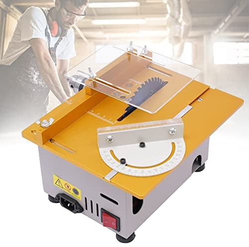 Sierra circular de mesa, 300 W, portátil para trabajar la madera con 4 cuchillas, grosor de corte 0-29 mm, 9000 rpm, hoja de sierra de altura ajustable, para cortar, lijar, pulir