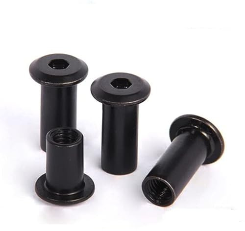 Tuerca de Acero Inoxidable 50/20/10 Piezas M3 M4 M5 M6 M8 de Acero al Carbono Negro, Remache de Cabeza Hexagonal Plana Grande, Conector de inserción de Manguito de unión, Tuerca ciega