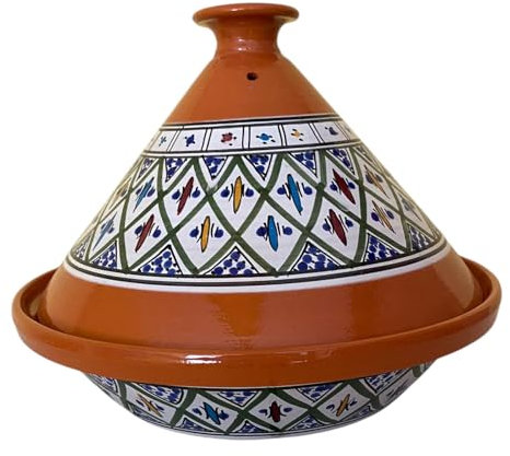 La Maison Unique: Tajine Terracotta Marocchina Tunisina Diametro 32cm Pentola a Pressione Con Coperchio Piatto Etnico Marocchino Cucina Salutare - Qualità Premium - Verde