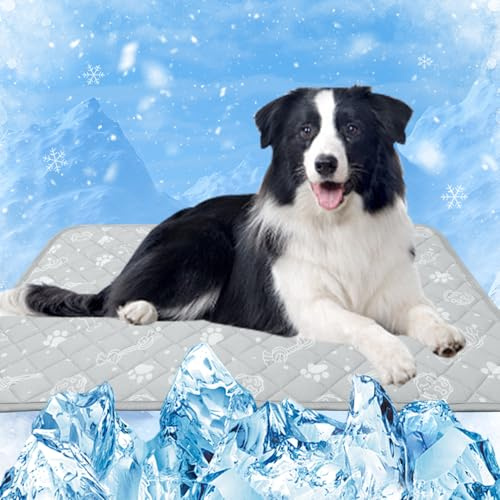 MYLUNE Home Kühlmatte für Hunde Katze Thermochrome Hundekühlmatte Selbstkühlend rutschfest Wasserabsorbierend Tragbar Kühldecke für Hunde Hundedecke Kühlend Cooling Mat Dog- 80 x 50 cm