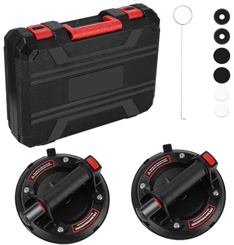 Zhufas Glassaugnapf Vakuumheber 8.2 Saugheber 2er Set Glassauger Saugnapf Fliesen mit Tragbarer Werkzeugkasten,Saugheber für Glas,Fliesen,Marmor,Tragkraft Max.200KG