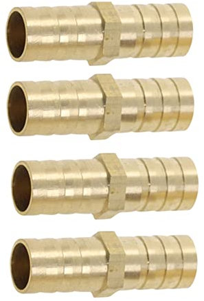 Schlauchverbinder,. Kupplungsanschlüsse, 4 Stück, Messing, gerader Schlauch, Rohrverschraubung, gleicher Widerhaken, Gas, Kupfer, Widerhaken, Verbindungsstück-Adapter(4mm 4mm)