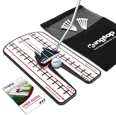 KINGTOP Golf-Putting-Spiegel – Ausrichtungstrainingshilfen für Konsistenz und Genauigkeit – ideal für Indoor- und Outdoor-Praxis, mit Tragetasche und Golftees