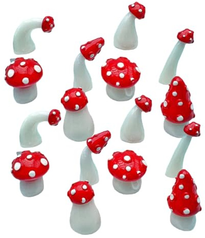 SUPVOX Ornements Miniatures en Forme De Champignons pour 16 Pièces dans des Styles Variés Décoration De Jardin Champignon