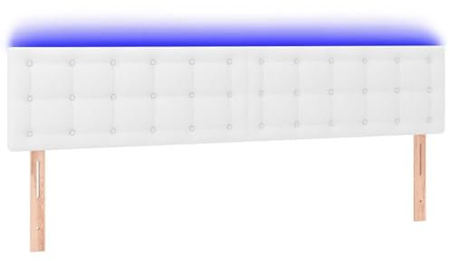 ULUYYUC Bett Rückwand Wandkissen Kopfenden Headboard for Bed - LED Kopfteil Weiß 200x5x78/88 cm Kunstleder für Herbergen Schlafräume Jugendzimmer Bett