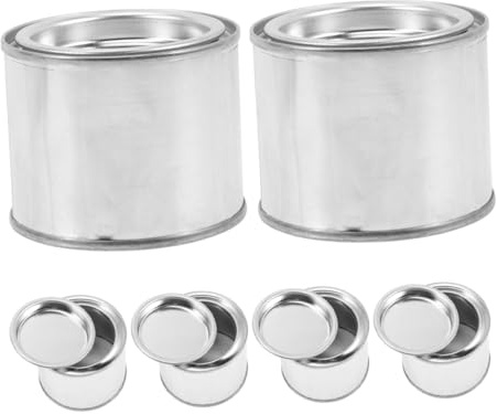 iplusmile Runde Metall Farbdosen in Silber aus Eisen mit Deckel 6 Stück Farbeimer und Asphaltlagerung Stabile und Auslaufsichere für Selbstgemacht Projekte