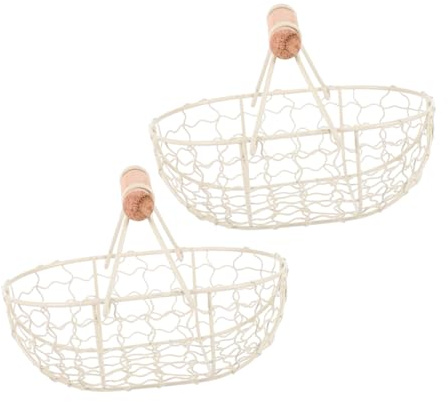 Alipis 2pcs Grey Storage Baskets Fruit Bread Basket Wire Egg Collector Decorative Wire