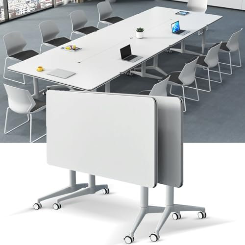 PVYGDXYI Klappbarer Konferenztisch, Konferenzraumtisch, moderner mobiler Trainingstisch, klappbarer Konferenztisch für Büro, Trainingsraum, Meeting-Seminar-Tische mit Rollen (2 Stück, 140 cm)