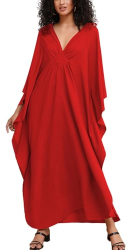 YouKD Enfärgade bohemiska kaftan klänning strandtäcken plus size badrockar en storlek, D Färg 7, en storlek