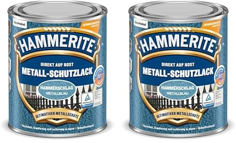 Hammerite MSL HAMMERSCHLAG METALLBLAU Metallschutzlack 750 ml (2er Pack)