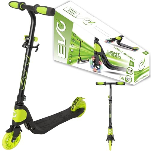 Evo Folding Adjustable Kinder Roller Light Speed Schwarz und Lime Leuchtende Räder