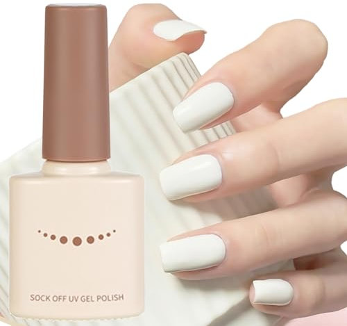 White Gel Nail Polish, Milky White Gel Nail Varnish, French Manicure Long Lasting Breathable, Natural Matte Soak Off UV LED Quick Dry Nail Polish for Women DIY Nail Art