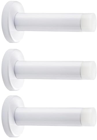 Raheem Lot de 3 butées de porte murales robustes de 8,9 cm en acier inoxydable 304 avec embouts en caoutchouc, amortissement du son, butées de porte blanches pour murs (blanc)