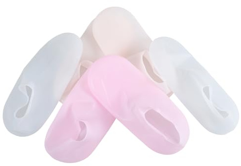 MUCKLILY 3 Paar Silikon Fußüberzieher Feuchtigkeitsspendend Anti Riss Fußschutz Nacht Pflege White Pink Nude Farben