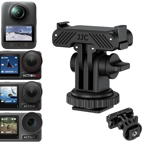 JJC Support adaptateur griffe pour DJI OSMO 360 Action 5 Pro 4 3, angle réglable à 180°, support de moniteur d'appareil photo amovible avec trou de vis 1/4, conception magnétique à dégagement rapide