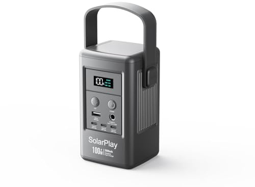 Solarplay Batterie solaire 92,5 Wh, 25 000 mAh, chargeur de téléphone 100 W, banque de charge pour festival, vacances