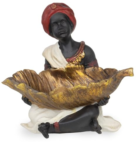 Moritz Seifenschale orientalische Figur – Seifenablage Bad Deko Polyresin | Kunstvolle Dekofigur mit goldener Schale, robustes Kunstharz, für Stückseife, Schmuck oder Schlüssel, ausgefallenes Präsent