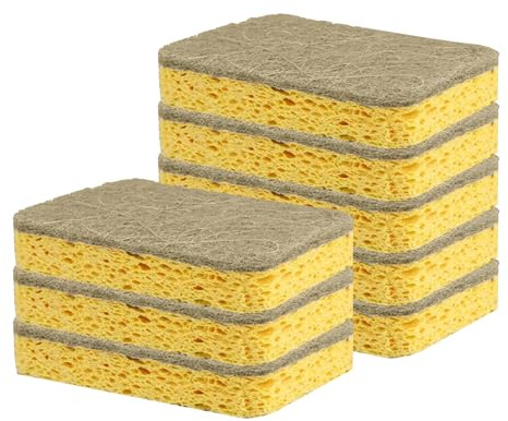 8 PCS Eco-Friendly Sponge Washing Up Biodegradable & Compostable Kitchen Dish Sponges, Natural Cellulose Scrubber Sponges Heavy Duty scourers Pad, Reusable CleaningseepSponges for Dishes& Washing Up