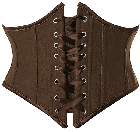 Scarlet Darkness Women's Underbust Corset Lace Up Underbust Pirate Renaissance Belts Brown 14