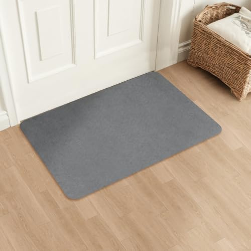 Aoxisicoo Schmutzfangmatte 50x80cm,Superdünn Innen Fußmatte,Saugfähiges Rutschfester Teppich,strapazierfähige Türmatte,Für Eingangsbereich,Küche,Terrasse,Haustür,Hellgrau