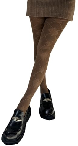 Ruarby Schlankheitsstrumpfhose mit Argyle Muster, weiche Baumwolle, Damen Beinbekleidung, Strumpfwaren, einfarbig, blickdichte Strumpfhose mit Fuß, Leggings, Baumwollstrumpfhose