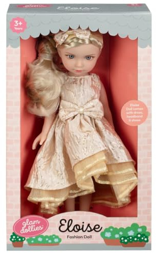 U.saf Glam Dollies Fashion Doll Eloise Dress Headband Shoes Elegant Playtime Collectible Doll Collection