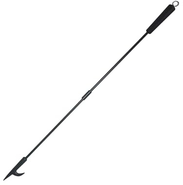 Relaxdays Schürhaken, 91,5 cm Länge, Feuerhaken mit Holzgriff, Öse zum Aufhängen, Ofen & Feuerschale, Eisen, schwarz