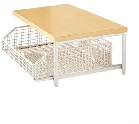 HOHOVYVY Scaffale da cucina, carrello per microonde in MDF e metallo con cestino estraibile. Scaffale da cucina per stoviglie e utensili. Carrello da servizio mobile (bianco)