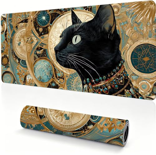 XXL Gaming Musmatta, Musmatta 1200x600x4mm Egypten Cat 0x0-1 | Skrivbordsmatta med halkfri gummibas sydda kanter för dator, PC, förbättrar noggrannhet och hastighet