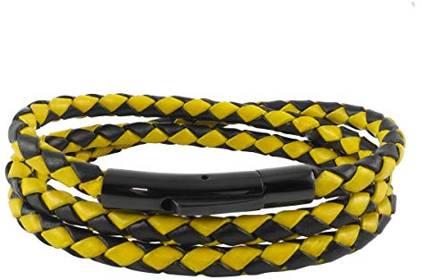 König Design Lederkette Lederband Leder-Armband 6 mm Herren Halskette 17-100 cm lang mit Hebeldruck-Verschluss Schwarz geflochten