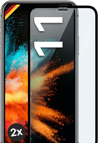 moex Full Screen Protective Glass Compatible with Apple iPhone 11 - Protective Film Rimless, Full Screen, Curved 3D Protective Glass Film, Clear 2X Black