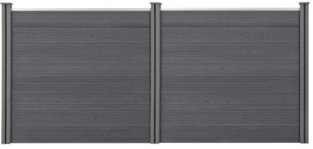 NEU.HOLZ Clôtures de Jardin Brise-Vue avec 4 Poteaux Planches Bois Composite WPC 165x314cm Gris