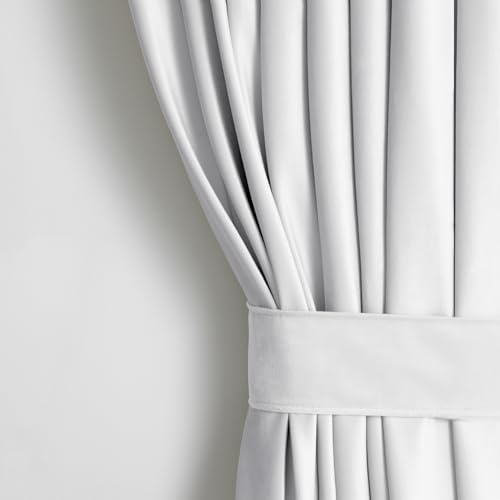 AmeliaHome, H 245 x B 140 cm, gardinomtag 54 x 10 cm, vit, 1 st, öljettgardin, sammet, halvmörkläggningsgardin, fönsterdekoration