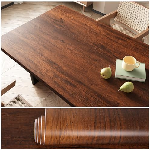 VEELIKE Tapete Holzoptik Braun Klebefolie Holzoptik Aufkleber Holztapete Vintage Holzfolie Selbstklebend Folie für Möbel Wandtapete Badezimmer Wasserfest Möbelfolie für Tische VLE-UCYC 40cm×300cm