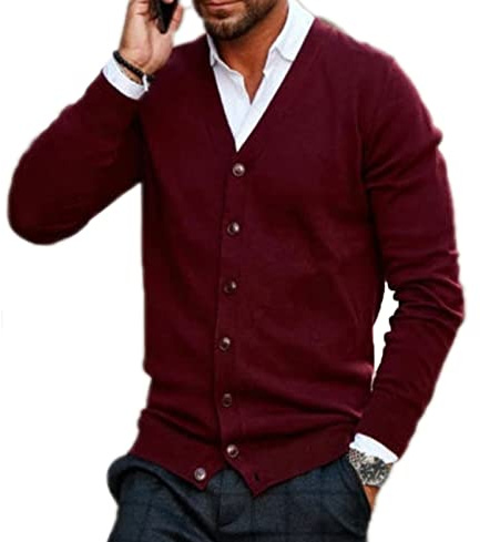 Chaqueta de Punto de Manga Larga para Hombre Chaqueta de suéter de Punto de Moda Casual para Hombre Top