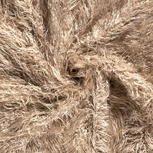 Zottelstoff ZOTTEL 0,5m Schritte - Öko-Tex Standard - Breite 150 cm - 380g/mq - Langhaarfell Flokati Fellstoff Meterware Dekostoff (Beige)