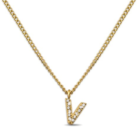 GD GOOD.designs Kette Buchstabe Gold für Damen | 18K vergoldete Halskette mit Zirkonia Initialien | Goldene 316L Edelstahl Buchstabenkette